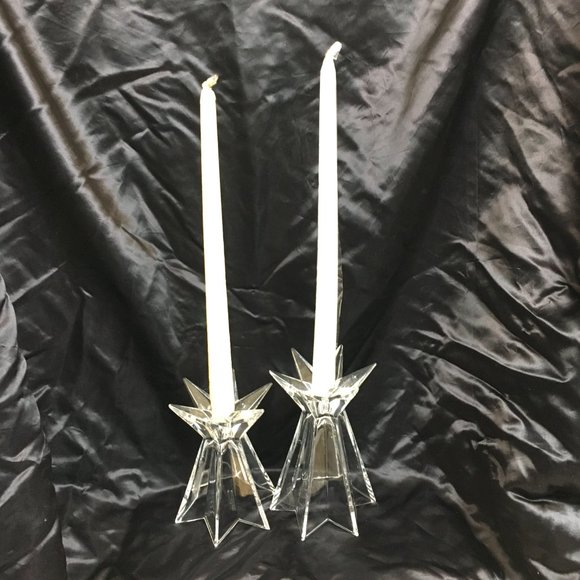 Starburst Glass Candlesticks Set of Two - Picture 14 of 16